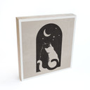 Billede af træ til at sætte op - To katte i måneskinnet - 15x15 cm