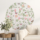 Sticker mural Hellébores roses au printemps - UN Designs - Rond