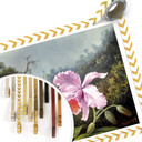 Plakat Heade - Martwa natura z orchideą i kolibrami