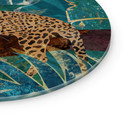 Glasbillede - Leopard i smaragdgrøn jungle - Manovski - Rund