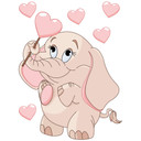 Wallsticker Baby elefant med hjerter (Rosa) som er selvoplysende i mørke - vægprint