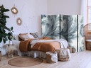 Paravent, Raumteiler freistehend, Trennwand - Stone Baroque Ornaments in Light Shades of Gray and Bl