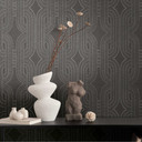Papier peint géométrique noir marron argent - papier peint intissé avec motif à lignes modernes - vi