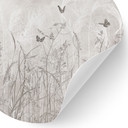 Muursticker wilde bloemenweide met vlinders in Scandinavisch ontwerp - Ms Tiff - Rond