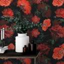 Mønstret tapet FN-design - Røde blomster