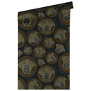 Versace Home tapeta z włókniny złota czarna meduza designerska tapeta ciemne głowy meduzy