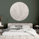 Billede af palmeblade i hørlook - Bloomery Decor - rund – print på aluminium (Alu-Dibond)
