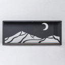 Wandregal Mond in der Berglandschaft - Aus Holz und Metall - 66x27x12 cm