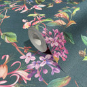 Vliestapete mit abstraktem Blumenmotiv grau, blau Floral
