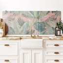 Salpicadero de cocina Hojas tropicales en la selva Rosa - Bloomery Decor - Panorama