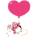 Sticker mural - Manchot avec  ballon en forme de coeur