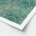 Plakat Orientalne Ozdoby - Mandala Boho Złoto-Zielony - Bloomery Decor