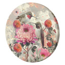 Rundes Leinwandbild Kolibris und Blumen