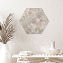 Sekskantet billede med tropiske blade i junglens pastel - Bloomery Decor - aluminium dibond