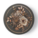 Rundes Leinwandbild Beige Blumen und Blätter