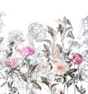 Fototapet med motiv Delikate vintage-blomster i grå og rosa 3,4 x 3,18 m