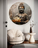 Rundt lærredsbillede Mediterende Buddha abstrakt