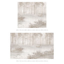 Bos Fotobehang - bos bij het meer in beige mist - Ms Tiff