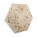 Sekskantet billede af træ Dahliaer Shabby Chic Beige - Bloomery Decor