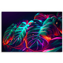 Canvasbillede, Monstera-blade i futuristisk stil