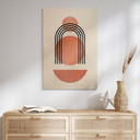 Plakat drewniany abstrakcyjna geometria w brzoskwiniowych kolorach - Kubistika