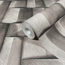 Tapeta z włókniny z motywem drewna o geometrycznym, brązowym wyglądzie 3D