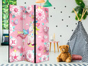 Paravent Séparation de pièce - Licorne dans un jardin de fleurs, 3 pièces