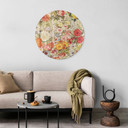 Glasbild Farbenfrohe Blumencollage - Frida Floral Studio - Rund