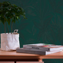 Papier peint à motif de feuilles en vert pin - papier peint pour une belle ambiance de vie
