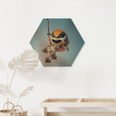 Hexagon Billede af træ Lille Fugl på Gren - Jacob Xu