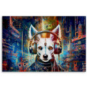 Canvasbillede, Hund i hovedtelefoner abstraktion
