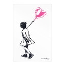Affiche textile Fille Street Art avec Ballon en Cœur - Habib