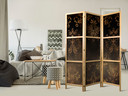 Japanischer Paravent, Raumteiler freistehend, Trennwand - Floral Ornaments: Sepia and Brown