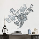 Sticker mural - Guirlande de fleurs 2 gris