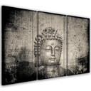 3 stykke lærredstryk, Buddha Zen Feng Shui grå