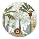 Vægcirkel Oliver Robins - Sweet Jungle Animals – print på aluminium (Alu-Dibond)
