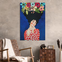 Billede Kvinde med blomster i håret - Hülya – print på aluminium (Alu-Dibond)