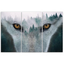 3 stykke lærredstryk, Wolf Forest Fog Nature Træer