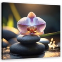 Leinwandbild Orientalische Steine und Blumen