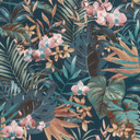 Papier peint intissé Rasch, papier peint à motifs Salsa bleu nuit