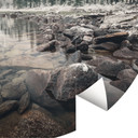 Zimowy las nad jeziorem | Fototapeta krajobraz - Rostovskiy - okrągła - samoprzylepna / nietkana