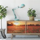 Muurprints Klaprozen bij Zonsondergang Panorama