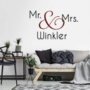 Wallsticker -  + Navn Mr. & Mrs. (2-farvet)
