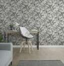 Blomstertapet, non-woven tapet Novamur Jackie beige, sort