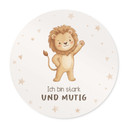Rundes Affirmationsposter mit Löwe - 'Ich bin stark und mutig' für Kinder
