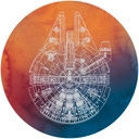 Selbstklebende Vlies Fototapete - Star Wars Millennium Falcon - 125 x 125 cm