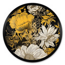 Plakat Blossom splendour in ochre - Flower poster round - Jaszke