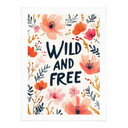 Plakat Dziki i wolny z akwarelowymi kwiatami - Treechild