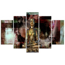 5 stykke lærredstryk Buddha Golden Abstraktion