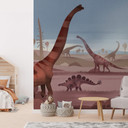 Fototapeta do pokoju dziecięcego W krainie dinozaurów - brązowa